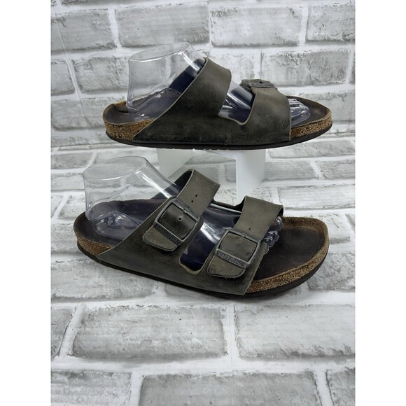 Birkenstock Arizona Soft Footbed Men's 11-11.5 Gray/ Green Comfort Sandals - Picture 4 of 10